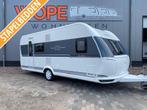 Hobby De Luxe Edition 560 KFME in topstaat met voortent, Schokbreker, Rondzit, Hobby, Bedrijf