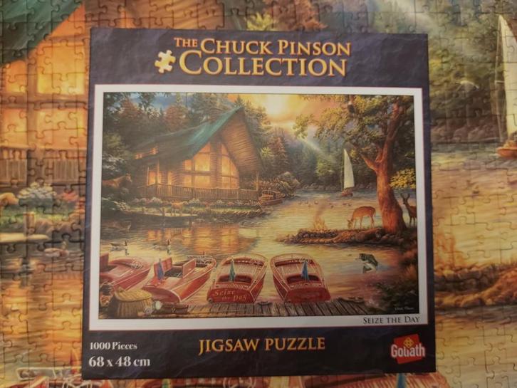 Legpuzzel Chuck Pinson Collection Seize the day 1000 st zgan, Hobby en Vrije tijd, Denksport en Puzzels, Zo goed als nieuw, 500 t/m 1500 stukjes