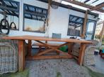 Grote houten eettafel met bijpassend bankje, van teak, Huis en Inrichting, Tafels | Eettafels, 50 tot 100 cm, 150 tot 200 cm, Teakhout