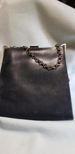 Antiek damestasje jaren 30 ,zwart leer 16 x 18 cm, Verzenden