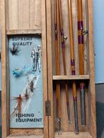 Vintage splitcane vliegenhengel set, in houten kist, Watersport en Boten, Ophalen of Verzenden, Gebruikt, Complete set