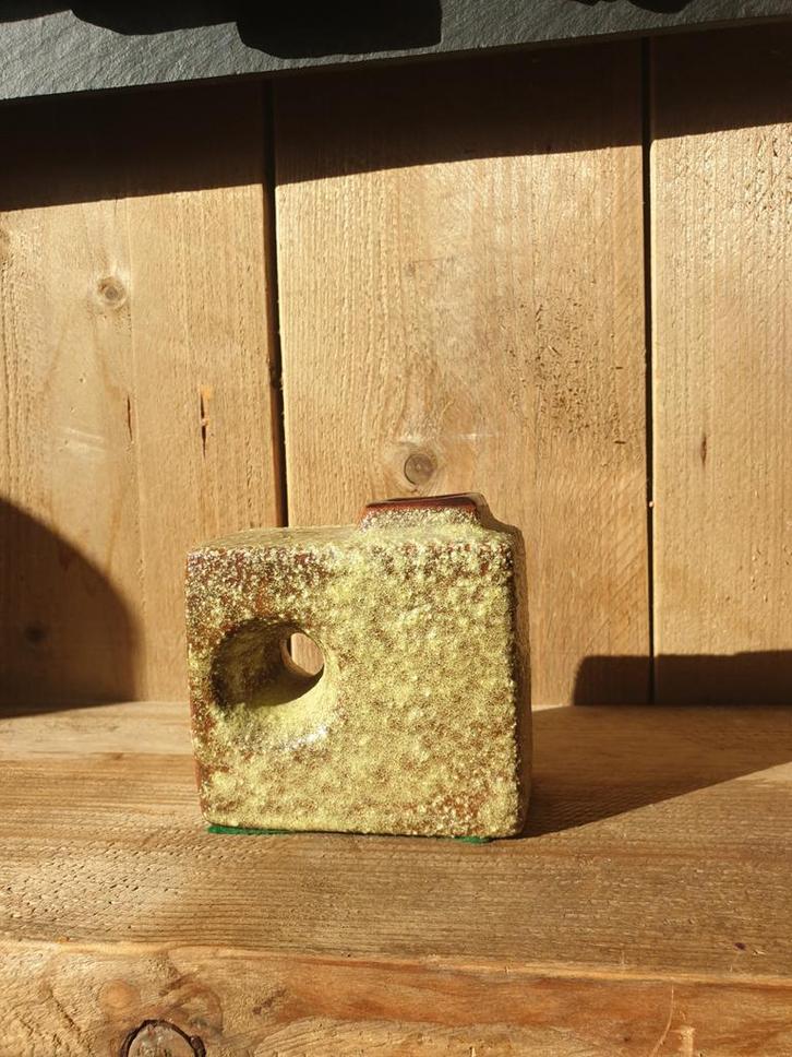 Vintage Keramische(blok) Vaas - Uniek Design, Antiek en Kunst, Antiek | Keramiek en Aardewerk, Ophalen of Verzenden