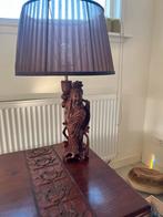 Houtgesneden tafellamp met kap, Antiek en Kunst, Ophalen