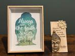 Buddha lijst + beeldje met spreuk, Ophalen of Verzenden, Zo goed als nieuw