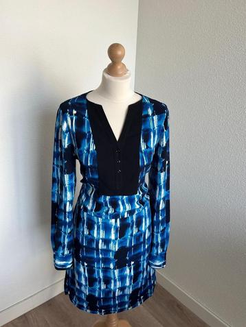 NIEUW Karen Millen maat 42 blauw zwarte grafische jurk 373 beschikbaar voor biedingen