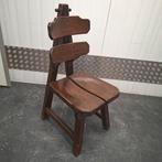 vintage brutalist 2 houten stoelen eetkamerstoelen, Ophalen, Gebruikt, Bruin