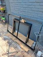 Metalen Buitentafel met Natuurstenen Bladen, Tuin en Terras, Tuintafels, Ophalen, Gebruikt, Rechthoekig, Metaal