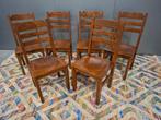 Vintage Origineel massief houten stoel stoelen 6dlg. Zie oms, Ophalen, Zo goed als nieuw, Bruin