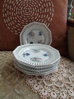 6 Brocante Opengewerkte Fruit Bordjes ** Mimosa **, Antiek en Kunst, Antiek | Servies los, Ophalen of Verzenden