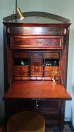 prachtige ladenkast / secretaire van mahonie of notenhout, Antiek en Kunst, Antiek | Meubels | Kasten, Ophalen of Verzenden