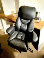 Grote Comfortabele Bureau Stoel - Zwart Kunstleer, Ophalen, Zo goed als nieuw, Zwart