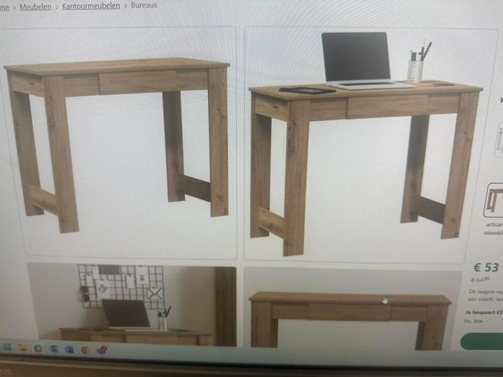 VidaXL Bureau 100x45 Eikenkleur, Huis en Inrichting, Bureaus, Nieuw, Bureau, Ophalen
