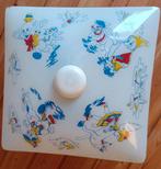 Vintage Plafonnière met Disney figuren, Ophalen of Verzenden, Gebruikt, Glas, Vintage, Kinderkamer