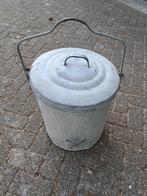 Vintage Zinken Emmer met Deksel en Handvat, Ophalen, Gebruikt, 50 tot 75 cm, Metaal