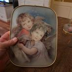 Bol Glas Afbeelding 2 Engeltjes  23 bij 18 cm groot, Antiek en Kunst, Ophalen of Verzenden