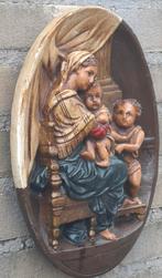 Wandplaquette. La Vierge à la chaise.  Ca 1900. 22/30 cm., Ophalen, Gebruikt, Beeld(je), Christendom | Katholiek