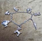 Zilveren vintage bedelarmband met diertjes, Ophalen of Verzenden, Zo goed als nieuw, Zilver, Zilver