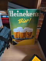 Heineken's Bier Emaille Reclamebord - Jaren 70, Verzamelen, Biermerken, Ophalen, Gebruikt, Reclamebord, Plaat of Schild, Heineken
