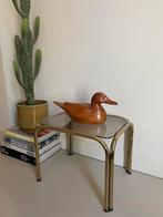 Vintage buisframe bijzettafel met rookglas, Huis en Inrichting, Tafels | Bijzettafels, Ophalen, Minder dan 45 cm, Minder dan 55 cm