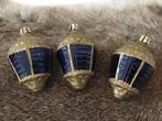 3x Kerstbal in de vorm van lantaarns blauw glas, Ophalen of Verzenden, Zo goed als nieuw