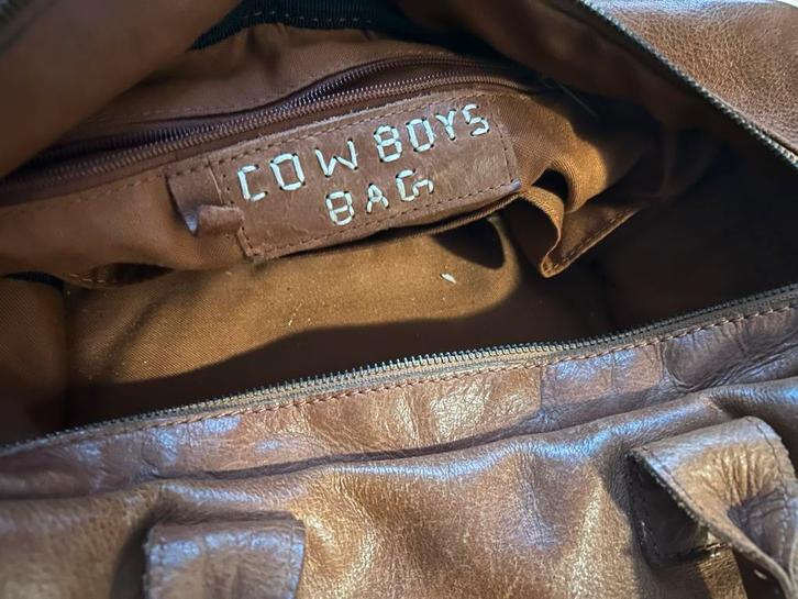 Cowboysbag leren handtas bruin, Sieraden, Tassen en Uiterlijk, Tassen | Damestassen, Gebruikt, Handtas, Bruin, Ophalen