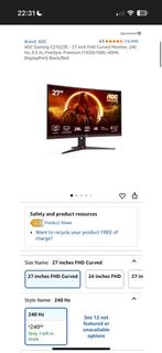 AOC Gaming monitor 240hz 27 inch (bekijk foto’s), Computers en Software, Monitoren, IPS, Nieuw, Full HD, Minder dan 1 ms