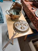 Grote koperen ketel en grote koperen poffertje pan, Ophalen, Koper