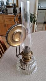 antieke olielamp koper-glas., Antiek en Kunst, Ophalen of Verzenden