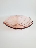 Grote glazen roze schaal schelp model gekleurd glas, Ophalen of Verzenden