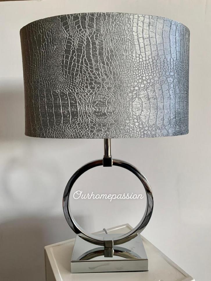 Tafellamp ringlamp chrome goud black velvet croco UItverkoop, Huis en Inrichting, Lampen | Tafellampen, Nieuw, 50 tot 75 cm, Ophalen