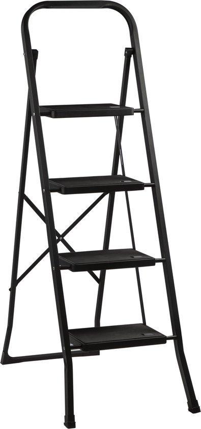 Kibani Keukentrapje Deluxe - 4 Treden - Metaal - Inklapbaar, Doe-het-zelf en Verbouw, Ladders en Trappen, Nieuw, Trap, Minder dan 2 meter