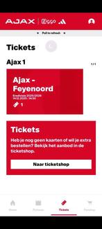 Ajax - Feyenoord 1 kaart te koop, Tickets en Kaartjes, Eén persoon, September