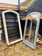 2 Hardhouten kozijnen met 1x deur en 1x glas (HR++), Gebruikt, Buitendeur, 200 tot 215 cm, Hout