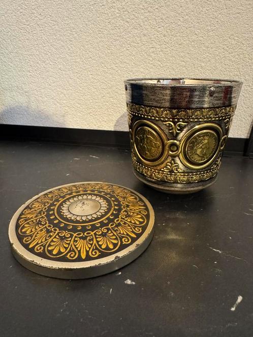 Blikken pot met munt afbeeldingen, Verzamelen, Blikken, Zo goed als nieuw, Overige, Overige merken, Ophalen of Verzenden