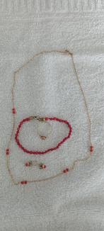 bloedkoralen sieraden set met goud, Ophalen of Verzenden, Goud, Ketting