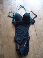 Zwart met blauwe Sapph monokini maat L, Kleding | Dames, Gedragen, Bikini, Ophalen of Verzenden, Zwart