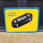 Emaille reclamebordbord van Union bruinkool briketten🔥, Verzamelen, Merken en Reclamevoorwerpen, Reclamebord, Gebruikt, ., Ophalen of Verzenden