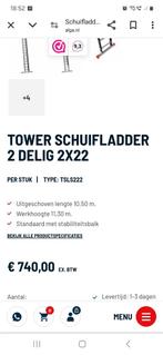 Tower schuifladder zie foto  is nieuw wel transport schade, Doe-het-zelf en Verbouw, Ophalen of Verzenden