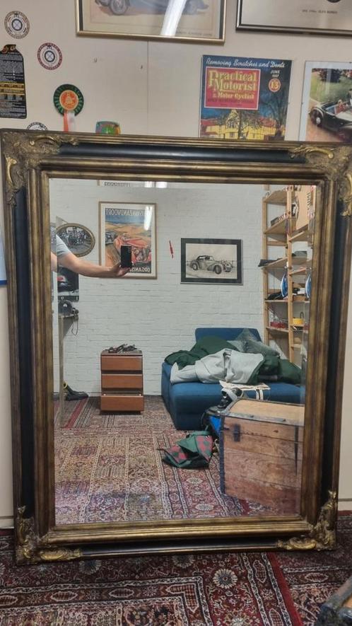 Antieke spiegel Barok zwart/goud, Antiek en Kunst, Antiek | Spiegels, Rechthoekig, Ophalen of Verzenden