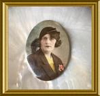 Oud zakspiegeltje, portret vrouw, Antiek en Kunst, Curiosa en Brocante, Ophalen of Verzenden