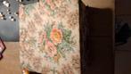 Antieke brocante Franse stoffen doos stoffendoos rozen bloem, Ophalen of Verzenden