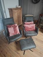 Relaxstoelen met voetenbank (2 stuks) fauteuils, Huis en Inrichting, Fauteuils, Ophalen, Kunststof, 75 tot 100 cm, Zo goed als nieuw