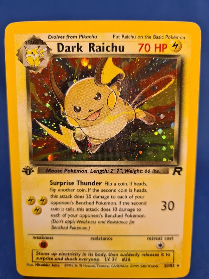 Dark Raichu 83/82 - Team Rocket (1st edition), Hobby en Vrije tijd, Verzamelkaartspellen | Pokémon, Gebruikt, Verzenden
