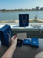 Swarovski ketting zilver met blauw steentje incl bon e.d., Ophalen of Verzenden, Zo goed als nieuw, Zilver