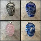Lapis lazuli rozenkwarts pyriet schedel hanger cabochon SALE, Nieuw, Ophalen of Verzenden, Steen of Mineraal, Roze