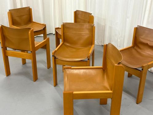 6 ibisco stoelen, Huis en Inrichting, Stoelen, Gebruikt, Vijf, Zes of meer stoelen, Leer, Bruin, Ophalen