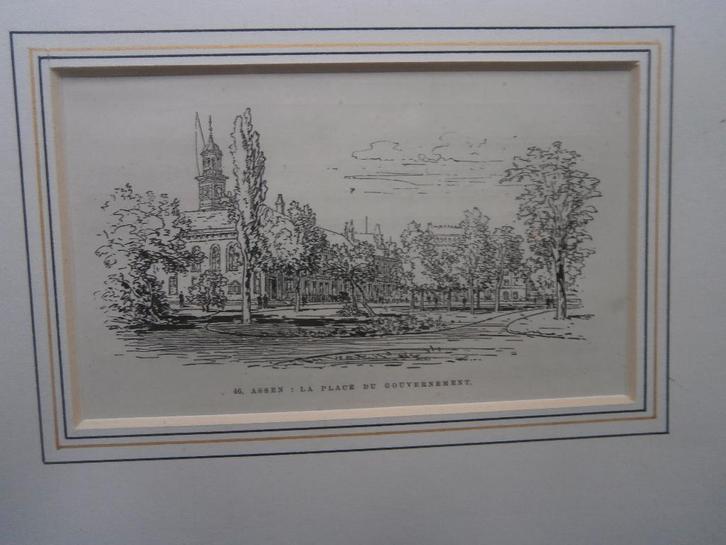 Assen, Als Nw, gravure in passepartout en plastic, Antiek en Kunst, Kunst | Etsen en Gravures, Ophalen of Verzenden