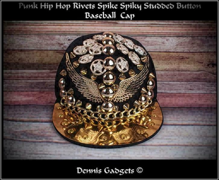 Dennis Gadgets: Exclusive Punk Hip Hop Rivets Spike Cap, Kleding | Dames, Hoeden en Petten, Nieuw, Pet, One size fits all, Ophalen of Verzenden