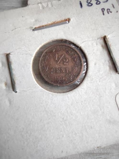 Munt halve cent 1885, Willem III, Postzegels en Munten, Munten | Nederland, Overige waardes, Koning Willem III, Ophalen of Verzenden