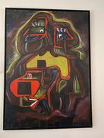 Groot abstract schilderij E. Kolenbrander 100cmx140cm, Ophalen